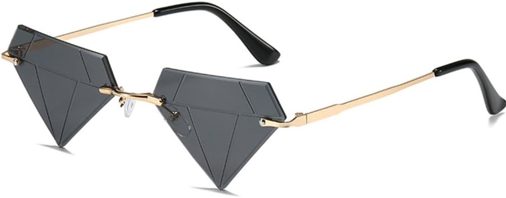 

Модные солнцезащитные очки без оправы в форме ромба для женщин, очки «кошачий глаз» и треугольные солнцезащитные очки для мужчин, забавные очки для вечеринок, женские очки TYUVIVO, Gold Black