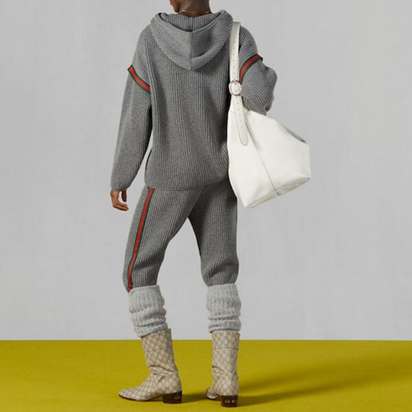 Толстовка wool cashmere sweater with hood 'grey' Gucci, серый — фото 3