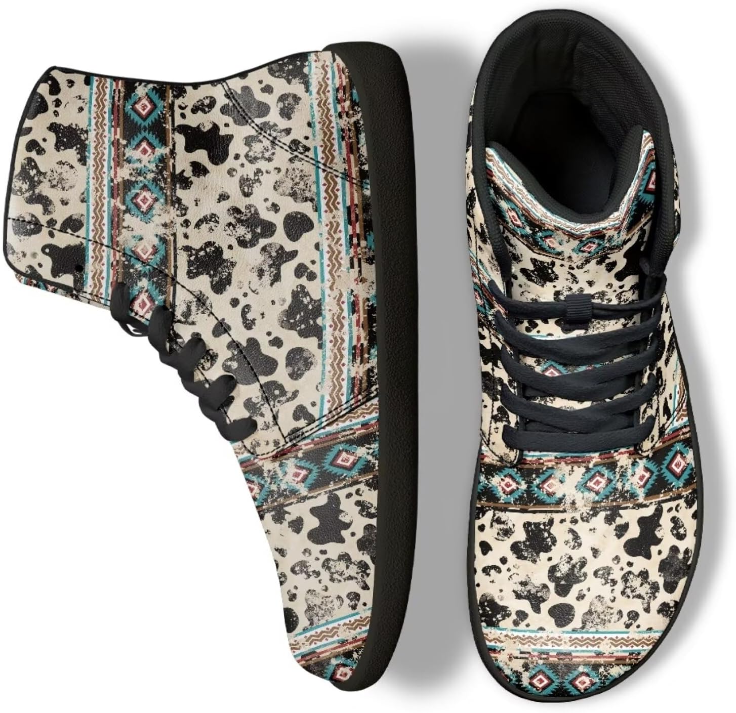 

Кроссовки Jeiento с животным принтом, высокие, без шнуровки, для тенниса, удобные, спортивные, для фитнеса и бега, мужские, Tribal Cow Spot