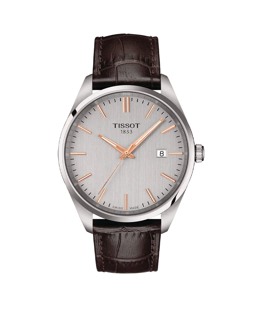 

Мужские часы PR100 из коричневой кожи диаметром 40 мм Tissot, коричневый