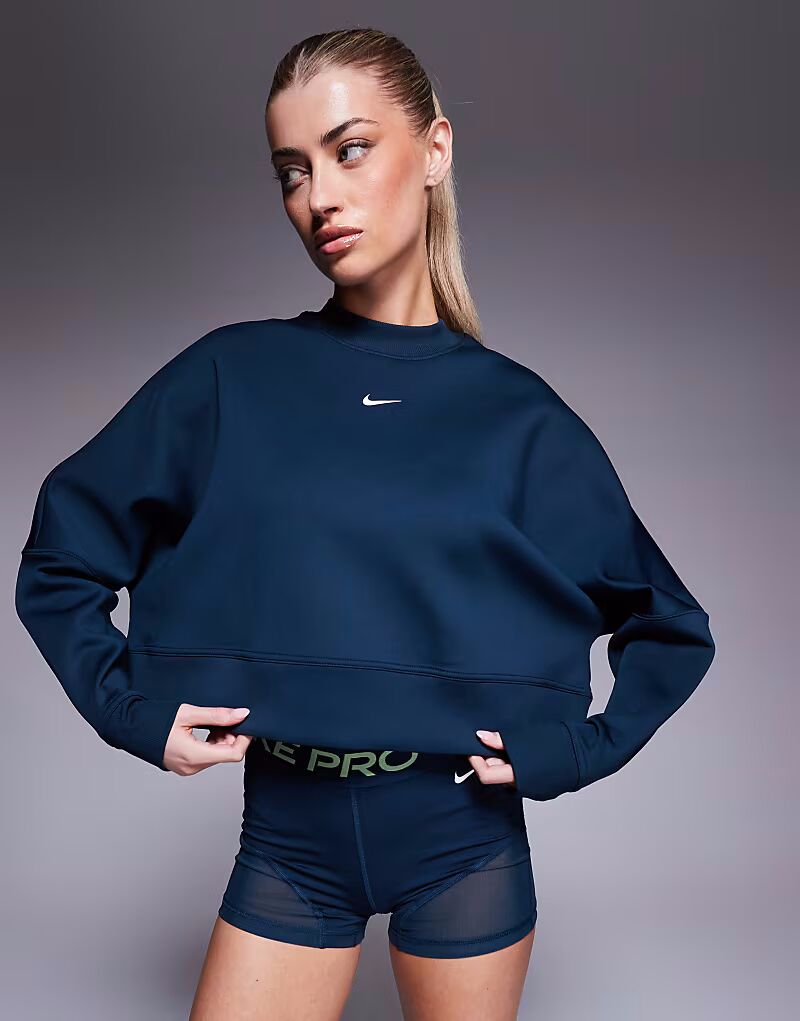 

Укороченная сетчатая толстовка Training Prima Dri-FIT темно-синего цвета Nike Training
