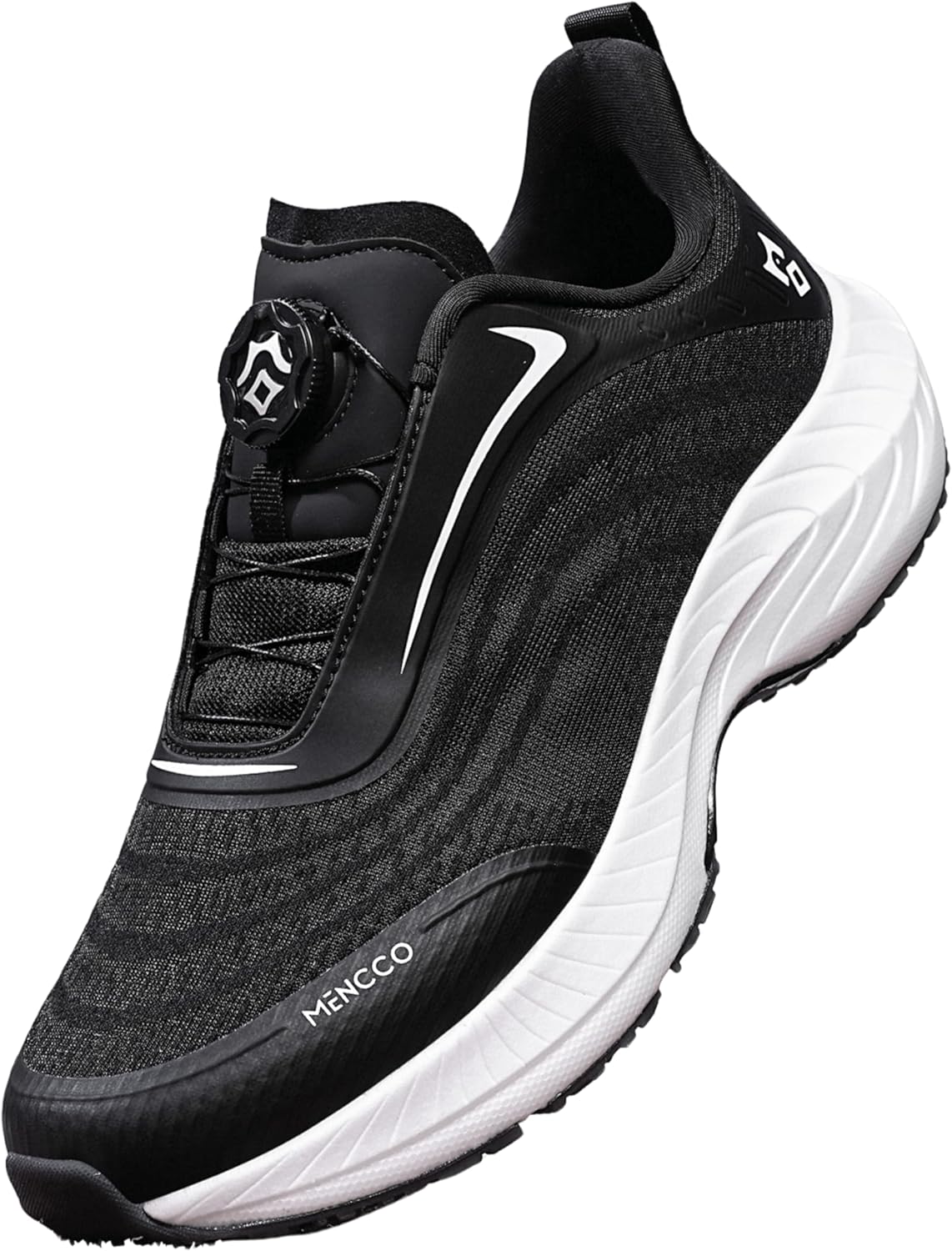 

Мужские кроссовки для бега, ходьбы и тенниса с быстрыми шнурками, без завязывания, для спорта и тренажерного зала, удобные с амортизацией Mencco, черный