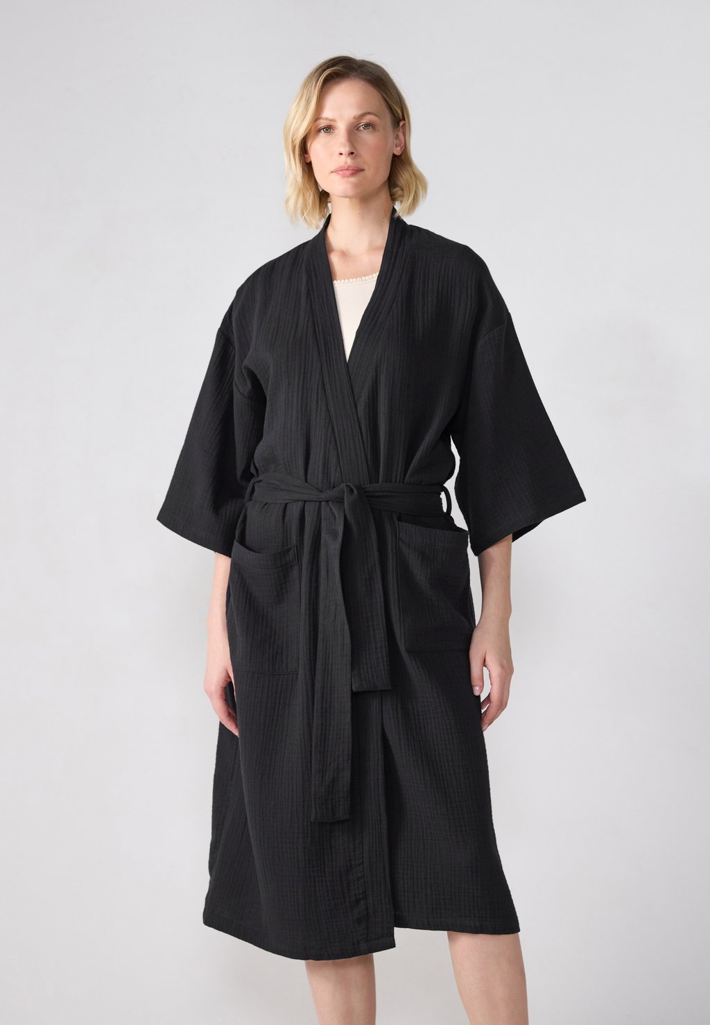 

Халат MUSLIN COTTON BATHROBE Anna Field, черный