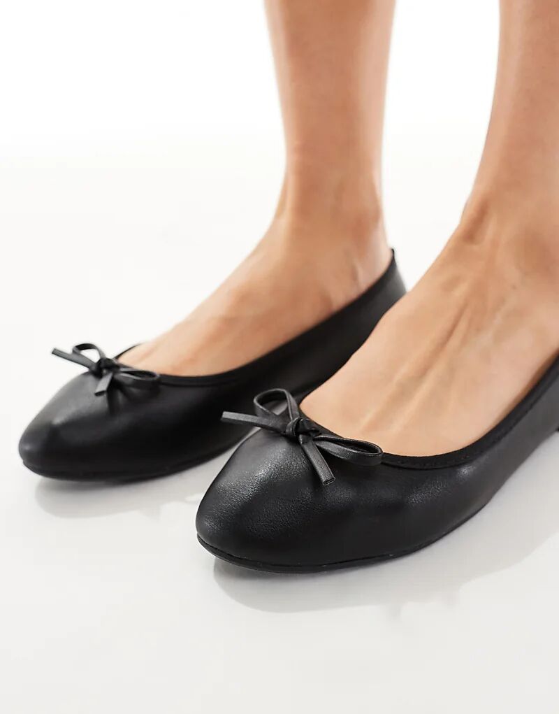Балетки New Look из искусственной кожи черного цвета — фото 4