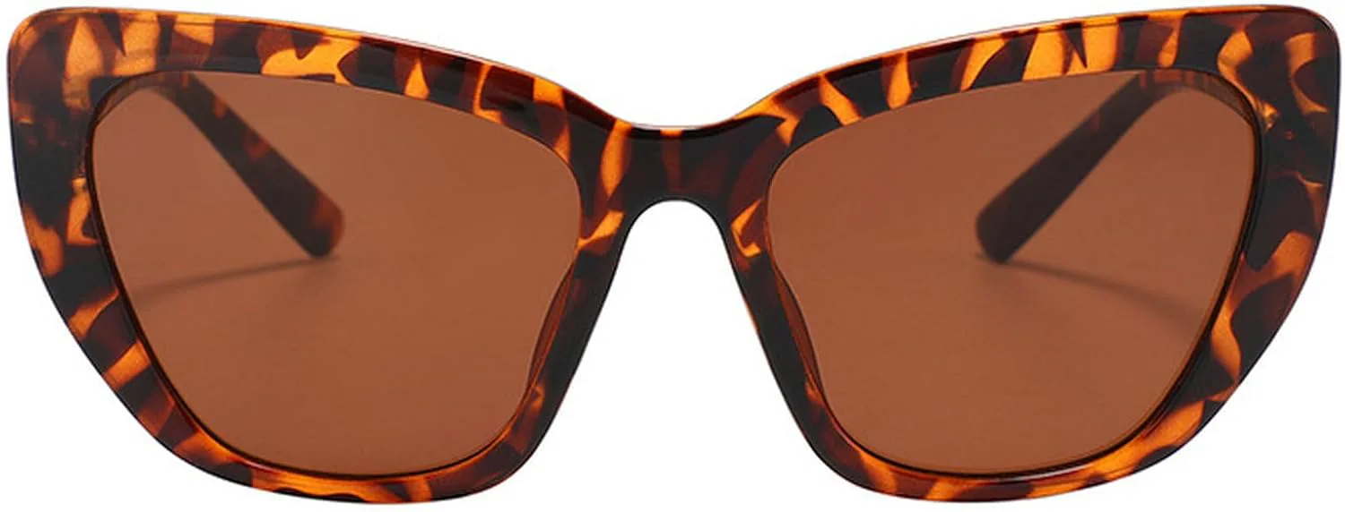 

Модные солнцезащитные очки «кошачий глаз» для женщин и мужчин в стиле 90-х, ретро, ​​квадратная оправа, большие женские солнцезащитные очки mincl, Leopard