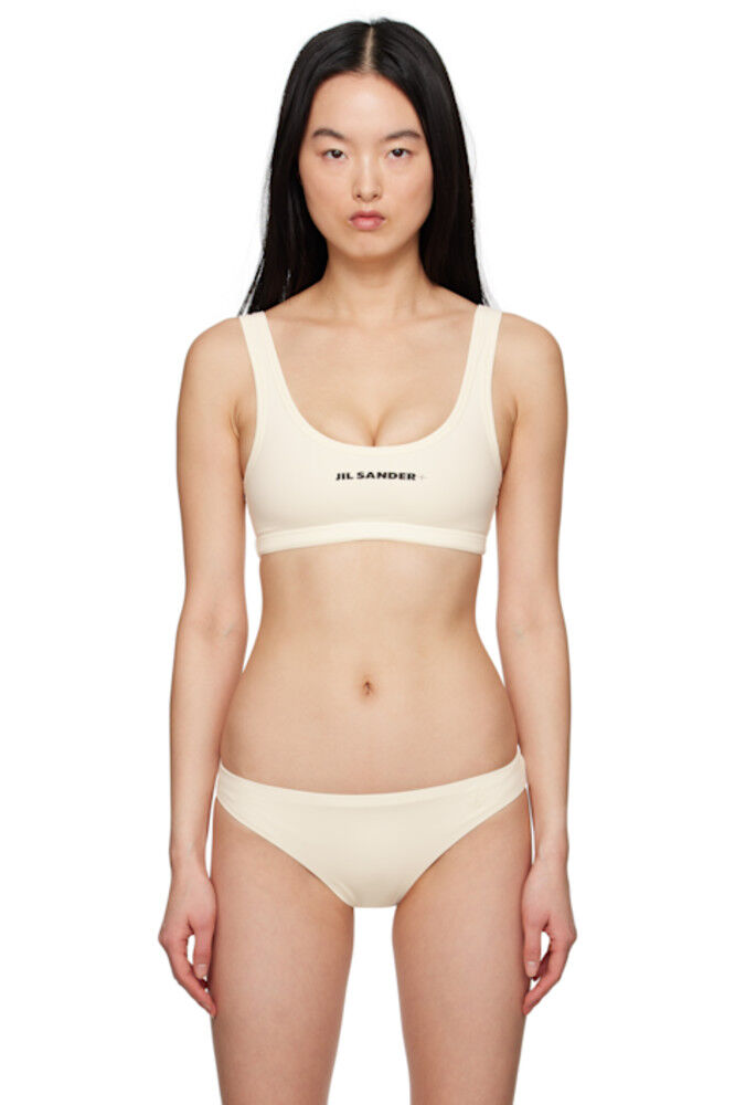 

Бежевый топ бикини с логотипом Jil Sander