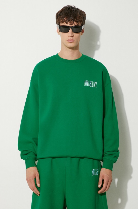 

Хлопковая толстовка Awake Crewneck Awake Ny, зеленый