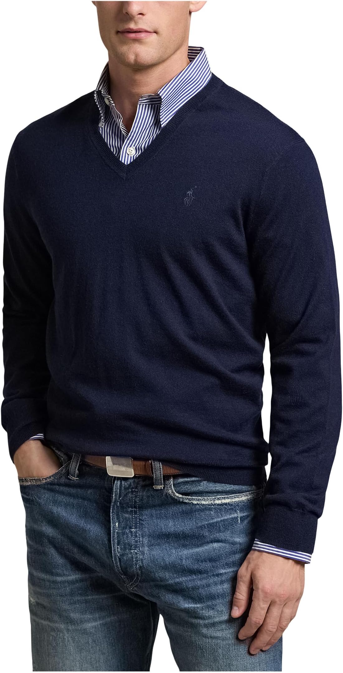 

Свитер Polo Ralph Lauren Washable Wool V-Neck Sweater, цвет Hunter Navy 1