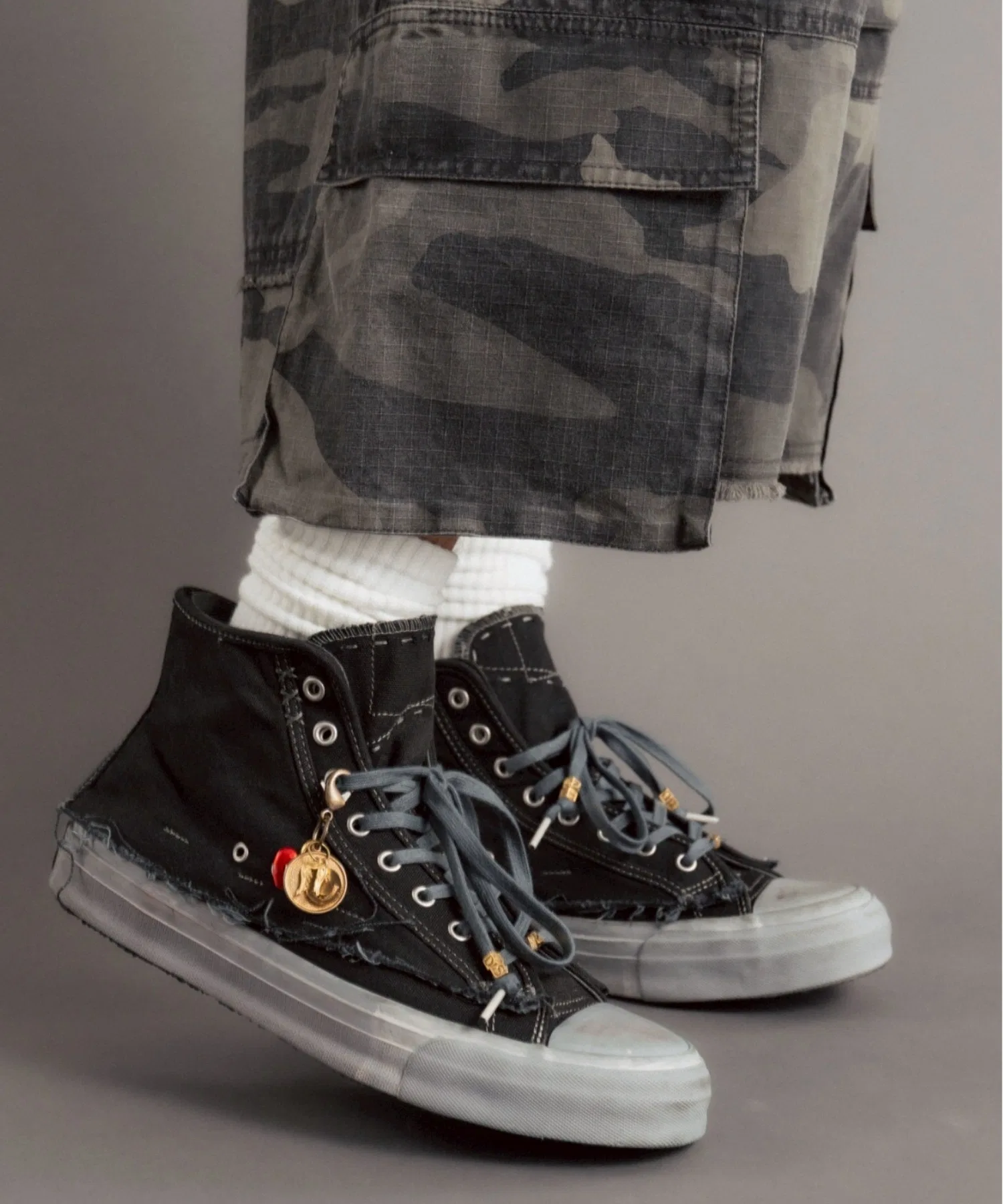 Мужские высокие кеды из хлопка FR(13)NDS HI SNEAKER TC чёрные