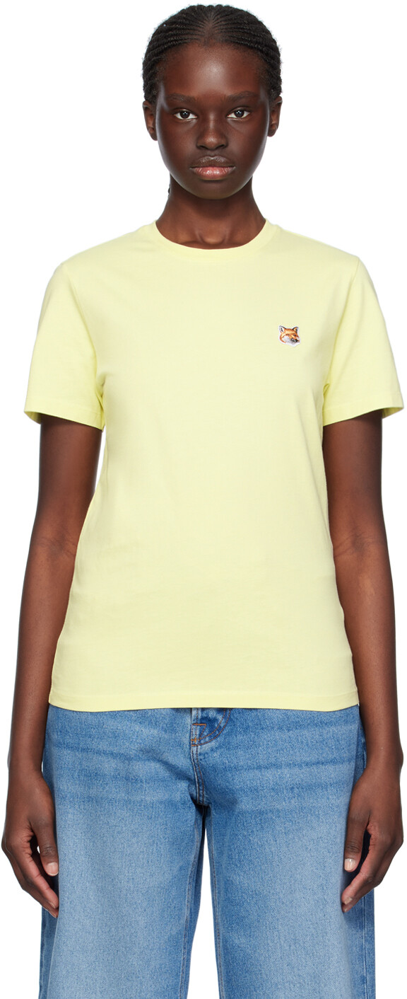 

Желтая футболка с головой лисы Maison Kitsune, цвет Chalk yellow