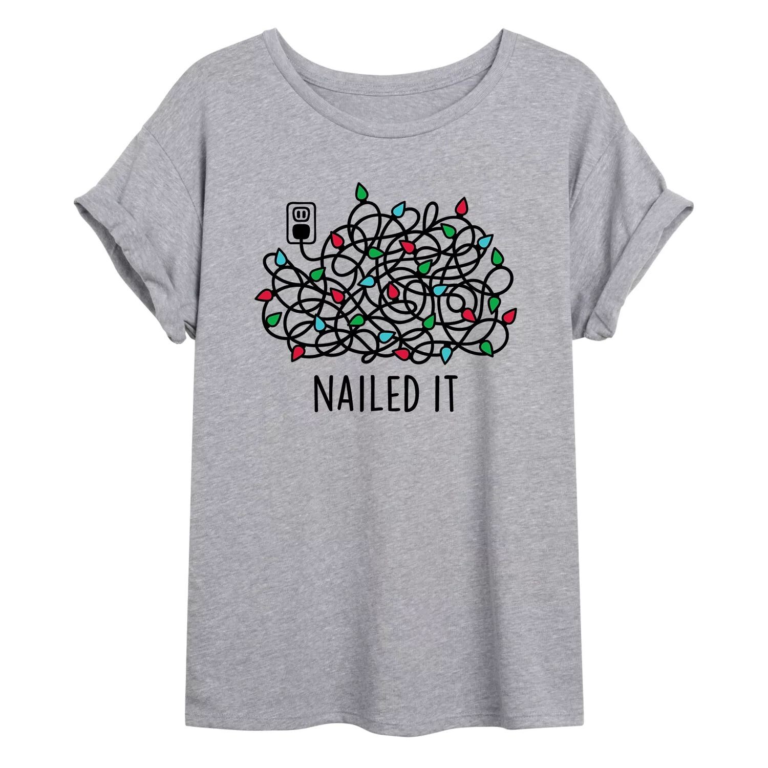 

Футболка с струящимся графическим рисунком Juniors' Nailed It Lights Licensed Character