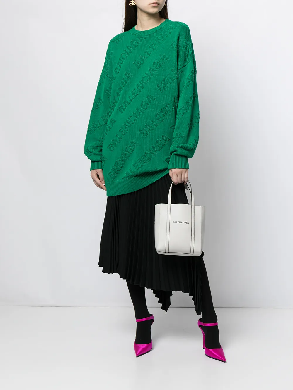 Джемпер оверсайз с логотипом Balenciaga, зеленый — фото 2