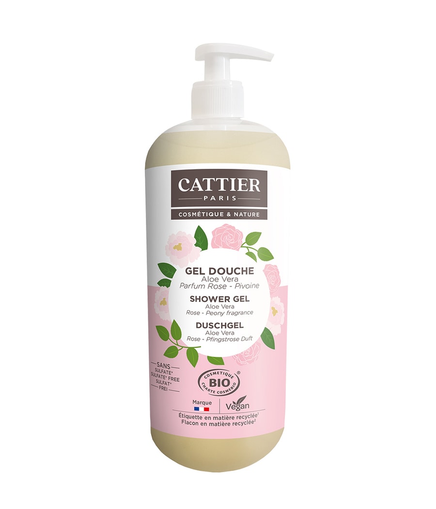 

Гель для душа Cattier Duschgel Aloe Vera, Rose - Pfingstrose Duft, 1000 ml