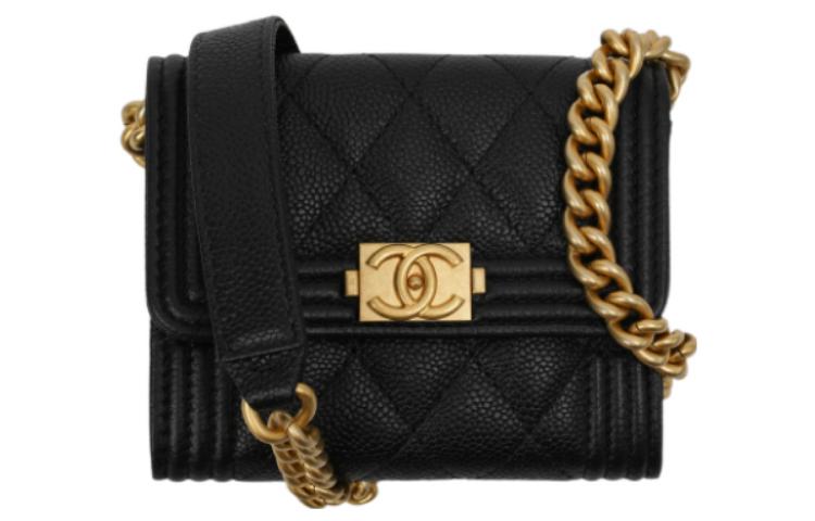Leboy Grain Embossed Calfskin Кошелек для монет, Сумка через плечо, Кросс-боди CHANEL Женская Черная — фото 3
