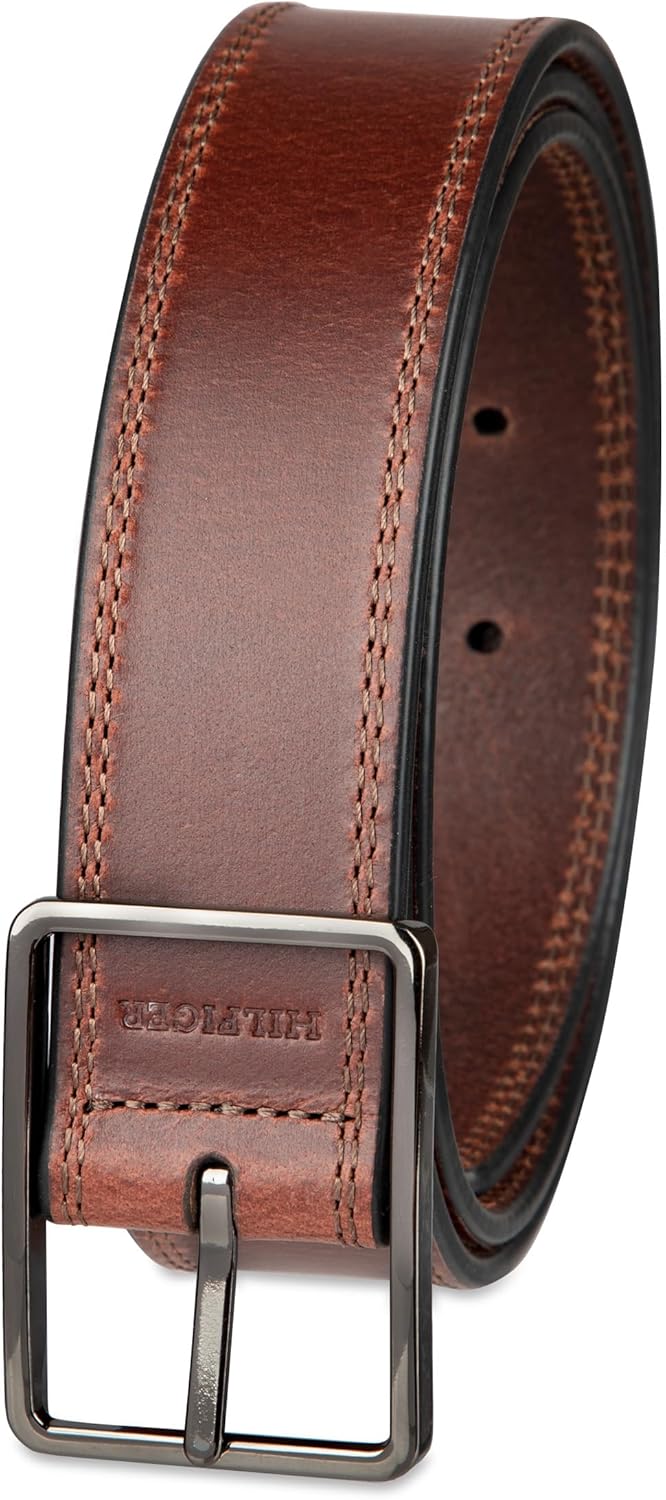 

Мужской ремень Tommy Hilfiger Casual Leather - классический стиль для повседневной носки, Chocolate Center Bar