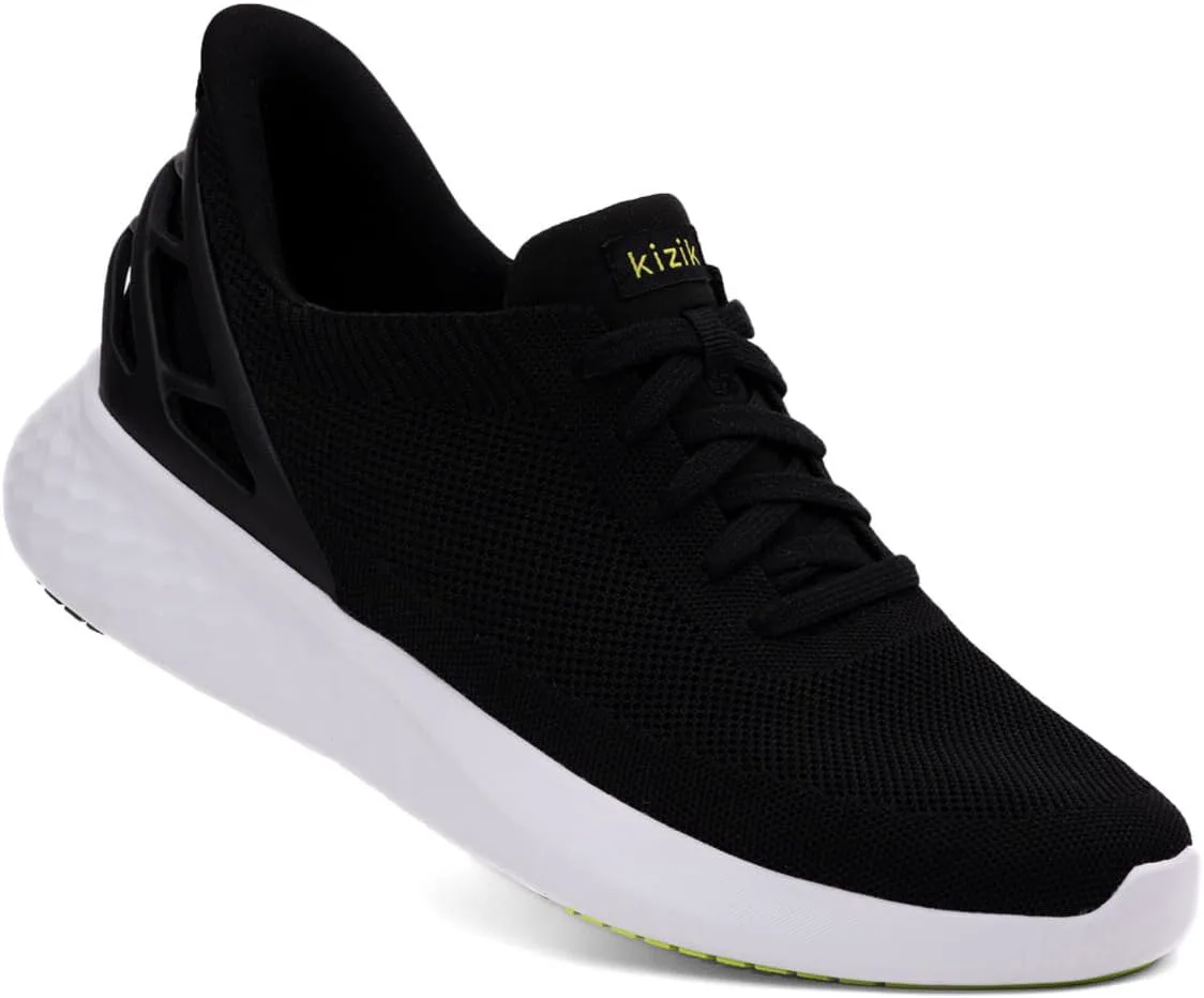 

Кроссовки Kizik Slip On: Athens - удобные для носки весь день, без ручного застегивания, дышащий верх из трикотажа, мужские и женские прогулочные туфли с поддержкой свода стопы, черный