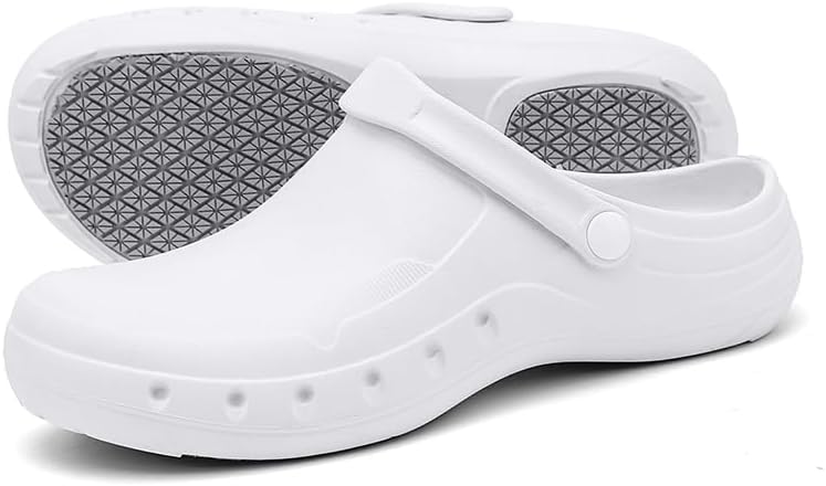 

Мужские и женские обувь для шеф-повара - водо- и маслостойкая рабочая обувь, удобная, легкая, садовые сабо, противоскользящие, обувь без шнурков с регулируемым ремешком - обувь для кухни Eliogn, белый