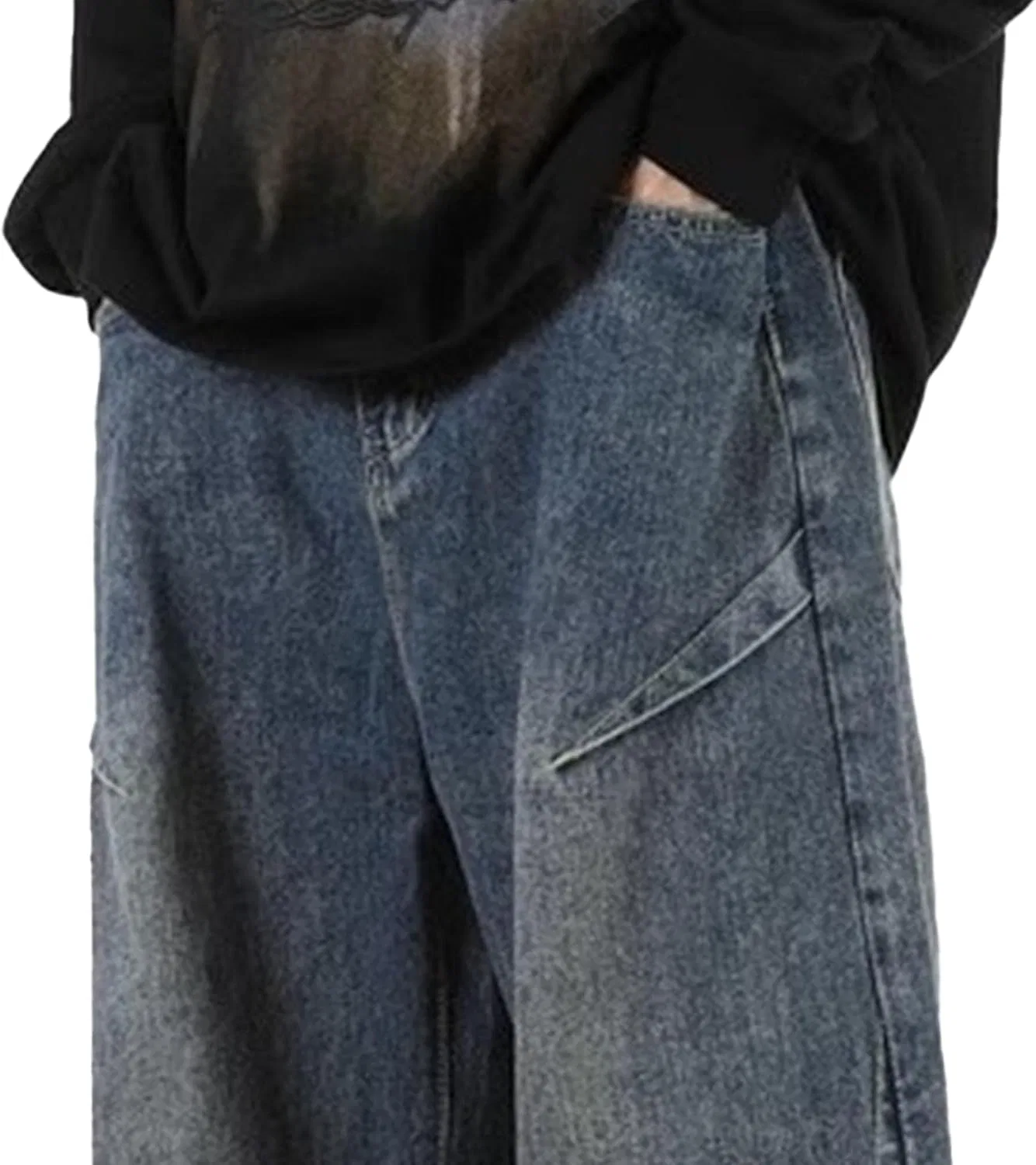 Джинсы свободного кроя, Wide Leg Jeans Men, синие — фото 4