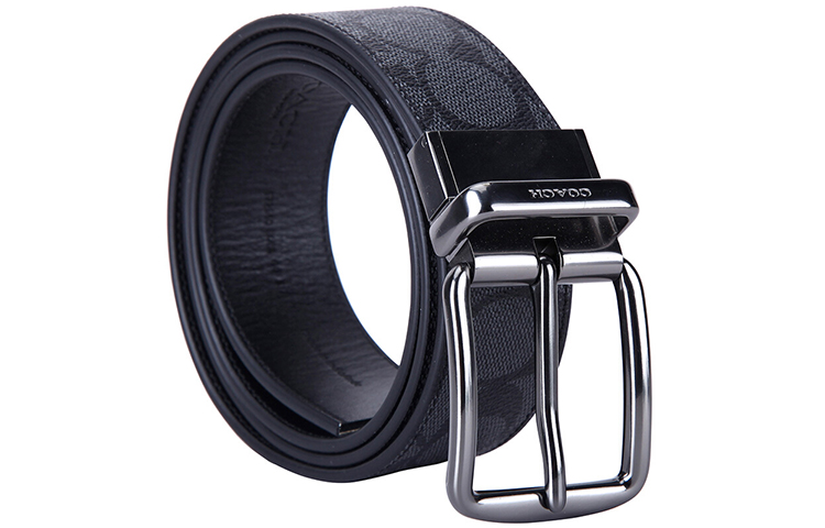 

Мужской кожаный ремень Coach, черный серый, box not included