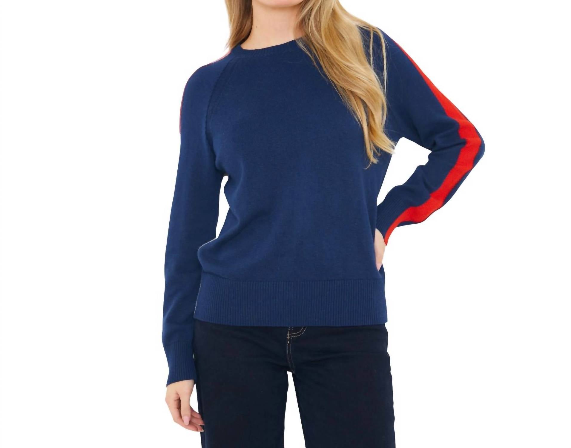 

Полосатый свитер с круглым вырезом в цвете Hello Sailor/Ice Water Pomodori Brodie Cashmere