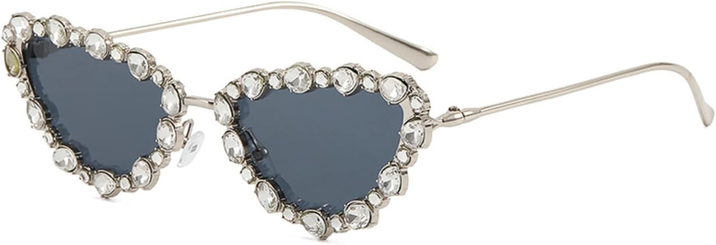 

Ретро-солнцезащитные очки «кошачий глаз» со стразами, винтажная металлическая оправа, бриллиантовые очки, блестящие солнцезащитные очки для женщин и девушек для вечеринок mincl, Gray