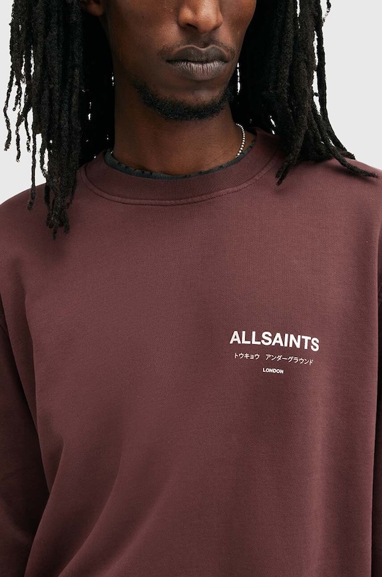 Хлопковая толстовка UNDERGROUND Allsaints, бордовый — фото 2
