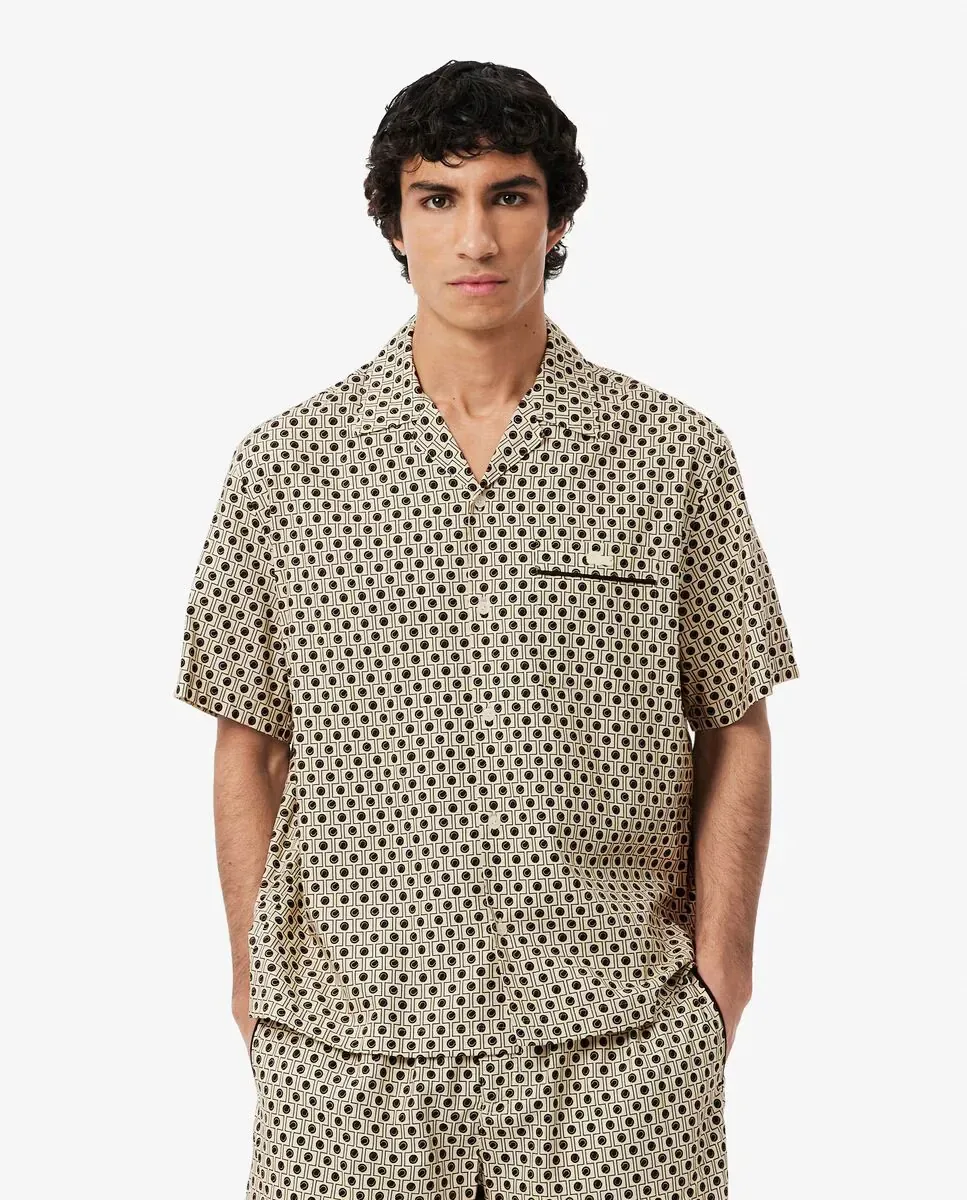 Мужская рубашка с коротким рукавом свободного кроя Lacoste, бежевый