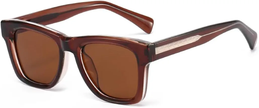 

Солнцезащитные очки из ацетата для мужчин, женщин и унисекс, с градиентными линзами и металлическим сердечником, модные очки для вождения UATXTAU, Brown Tea