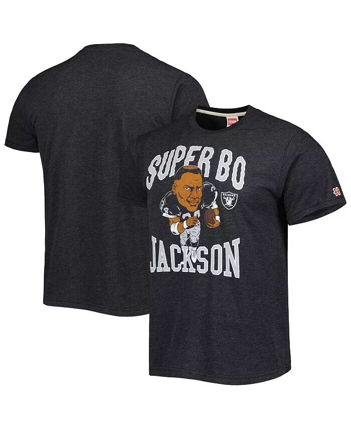 

Мужская футболка Bo Jackson Heathered Black Los Angeles Raiders Gridiron Classics Caricature Retired Player Tri-Blend Homage