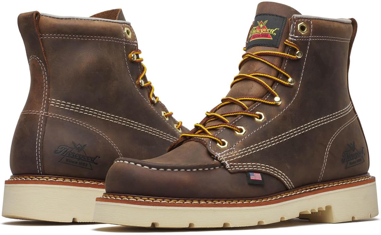 Ботинки Thorogood American Heritage 6 Moc Toe для мужчин - из кожи полного зерна, устойчивые к скольжению и маслу, с электрозащитой (EH), Steam — фото 3