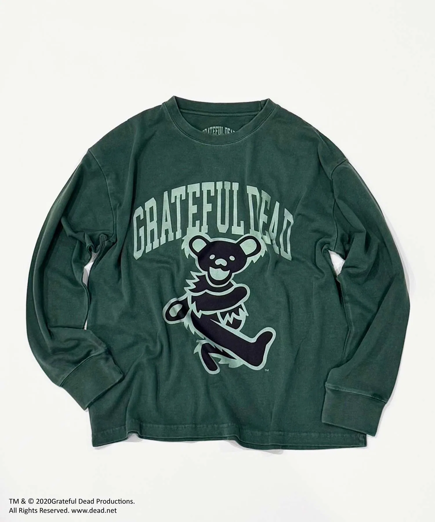 Детская футболка Grateful Dead с принтом танцующего медведя зелёная
