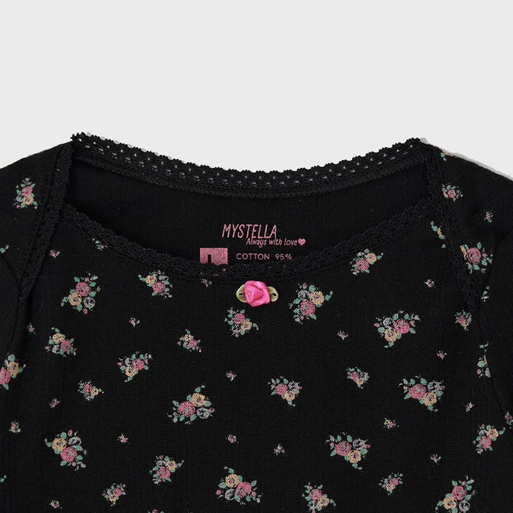 Детский пижамный комплект Rose Pointelle чёрный от Mystella