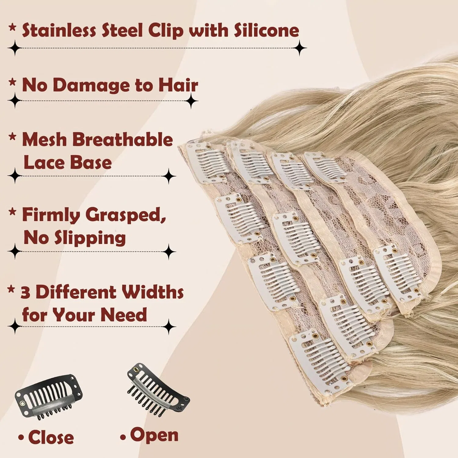 Накладные волосы на заколках от FESHFEN Feshfen, 16H613# Golden Blonde Highlights — фото 3