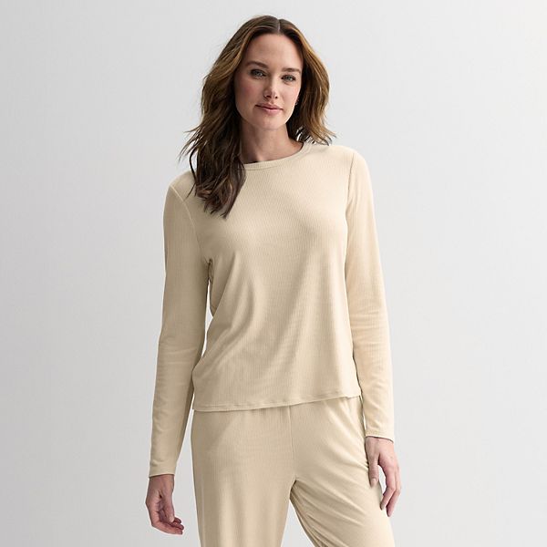 

Женская пижама с длинным рукавом и рубчиком Sonoma Goods For Life, White Oak