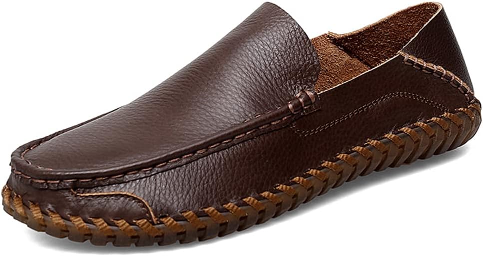 

Мужские повседневные лоферы на кожаной подошве, слипоны, удобные для работы, офиса, прогулок на улице и вождения, классические повседневные туфли с мягким ручным швом, дышащие кроссовки Veslexth, коричневый