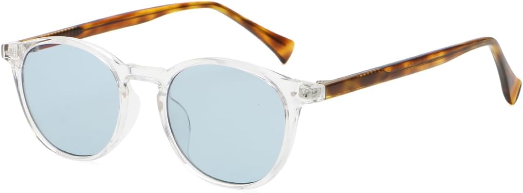 

Круглые солнцезащитные очки для мужчин и женщин с защитой от УФ-излучения UV400, модные солнцезащитные очки в оправе CP с ацетатными дужками LIGOES, Clear Pattern Blue