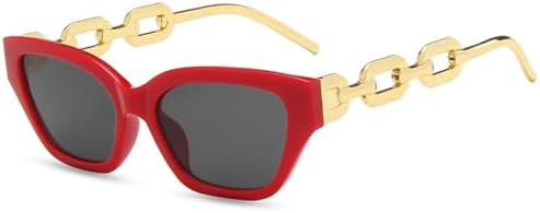 

Популярные модные солнцезащитные очки «кошачий глаз» для женщин, ретро-очки с цепочками для мужчин, панк-очки, солнцезащитные очки UV400, трендовые солнцезащитные очки MTZJH, Red Gray