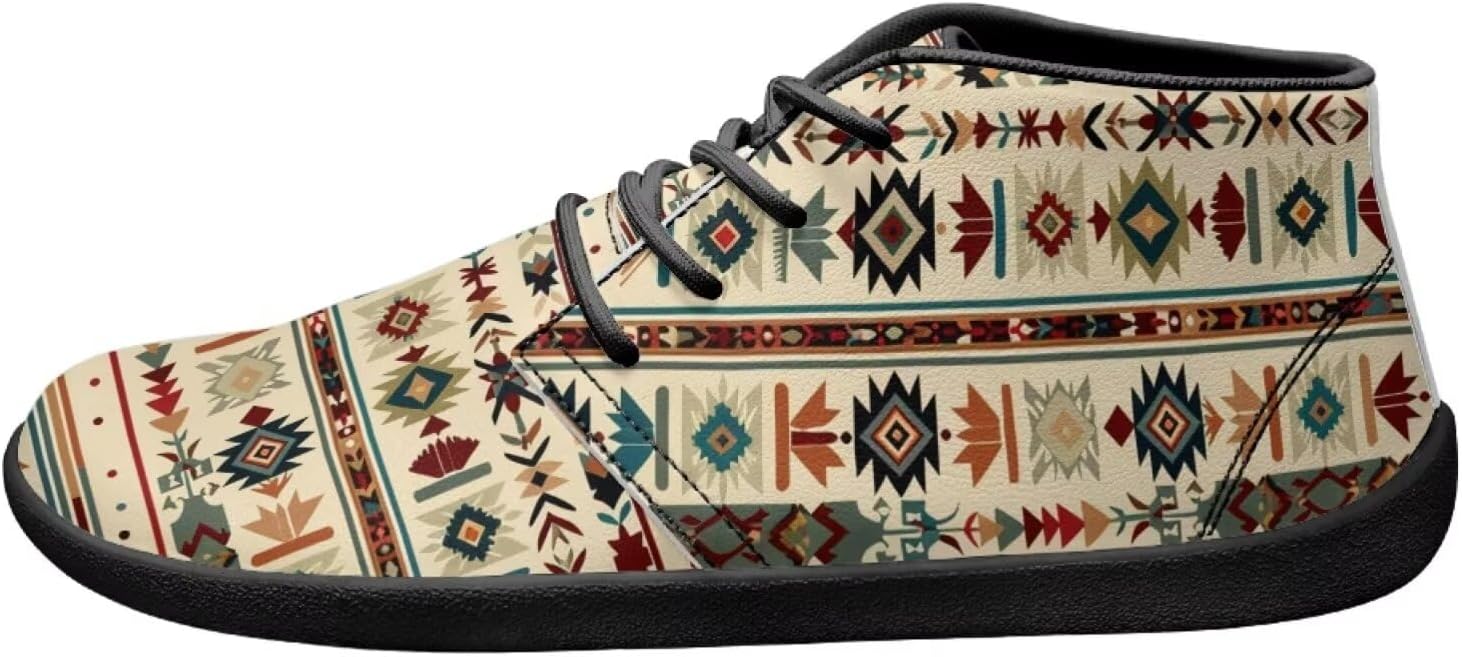 

Ботинки Forchrinse Shark с принтом, челси до щиколотки, средние повседневные кроссовки для мужчин, кожаные шнурованные чукка, модная обувь для прогулок, водонепроницаемые, Retro Ethnic Western Aztec