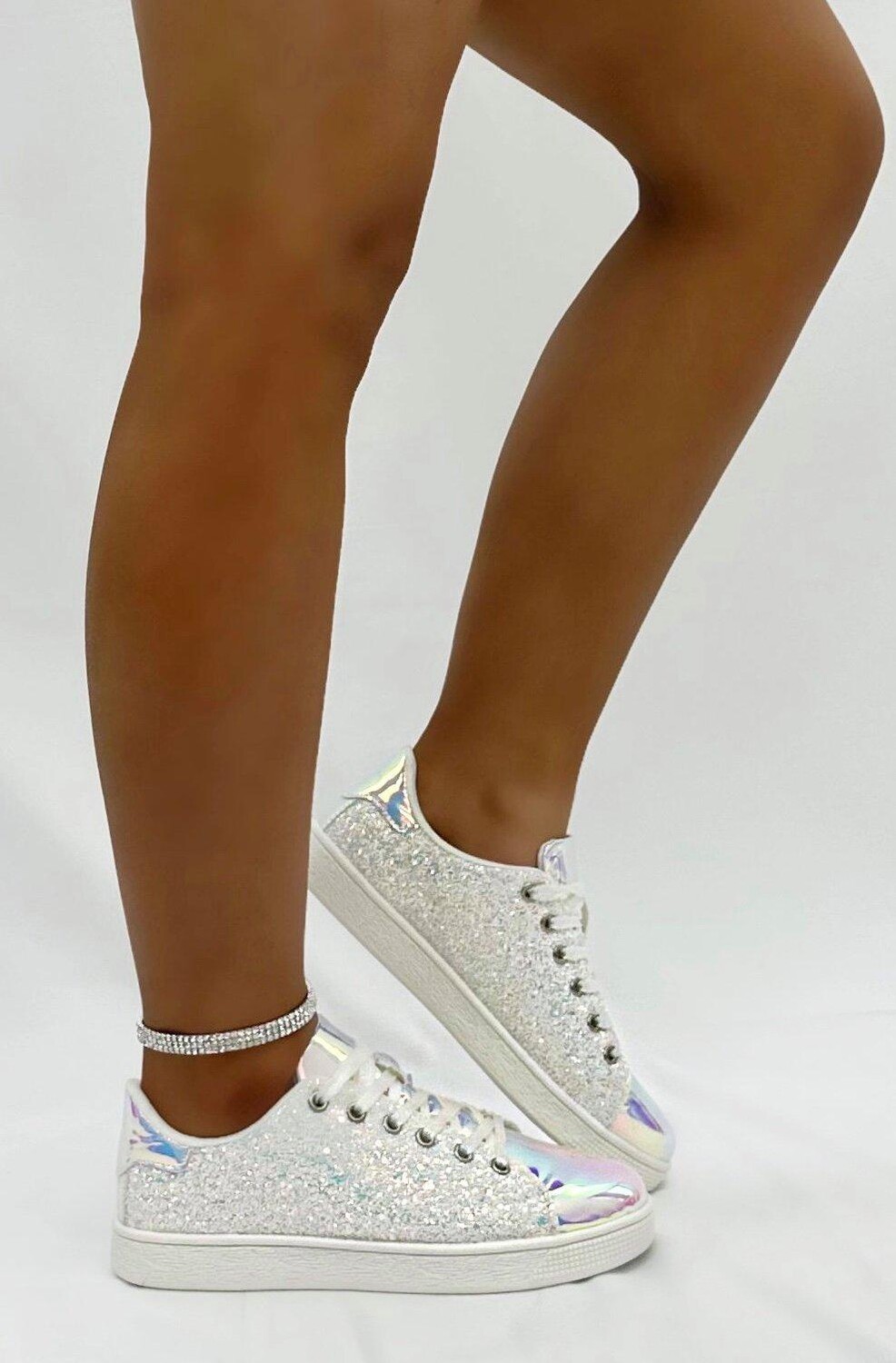 

Кроссовки на плоской подошве Glitter Ombre Trainers Love Lemonade, белый