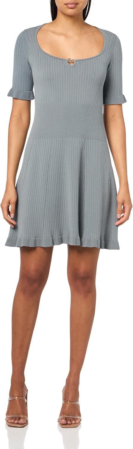 

BOSS Женское платье-миди с рюшами, Blue Topaz