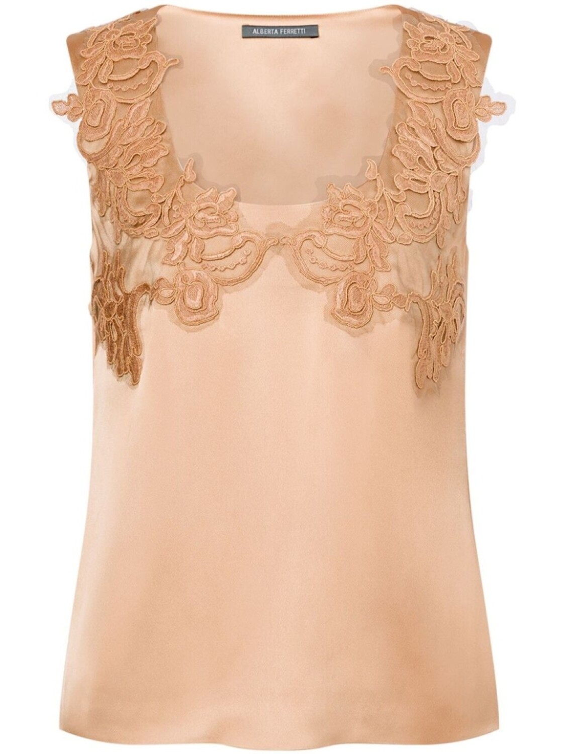 

Alberta Ferretti атласный топ с цветочной вышивкой, нейтральный