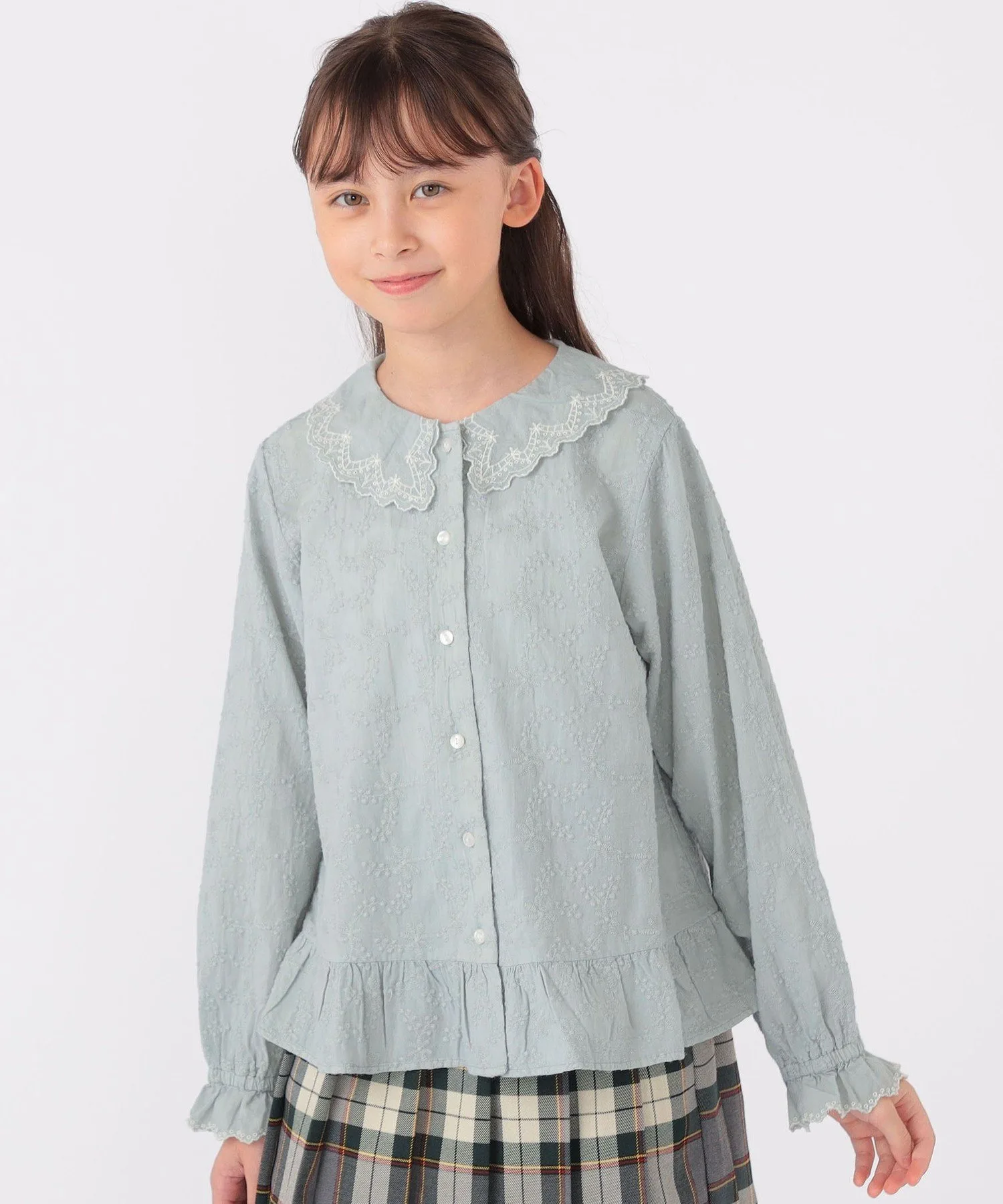 Детская модель: 140–150 см / Блузка с вышивкой разных цветов SHIPS KIDS, Light green — фото 3