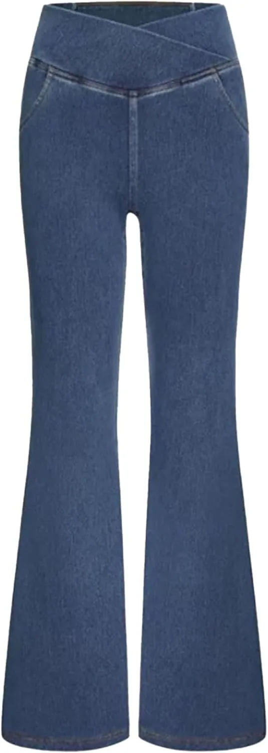 

Женские джинсы с высокой посадкой и расклешенным низом