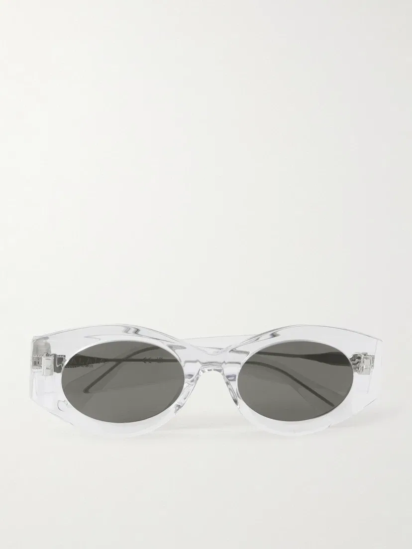Солнцезащитные очки из ацетата круглой формы с надписями ALAÏA EYEWEAR, прозрачный