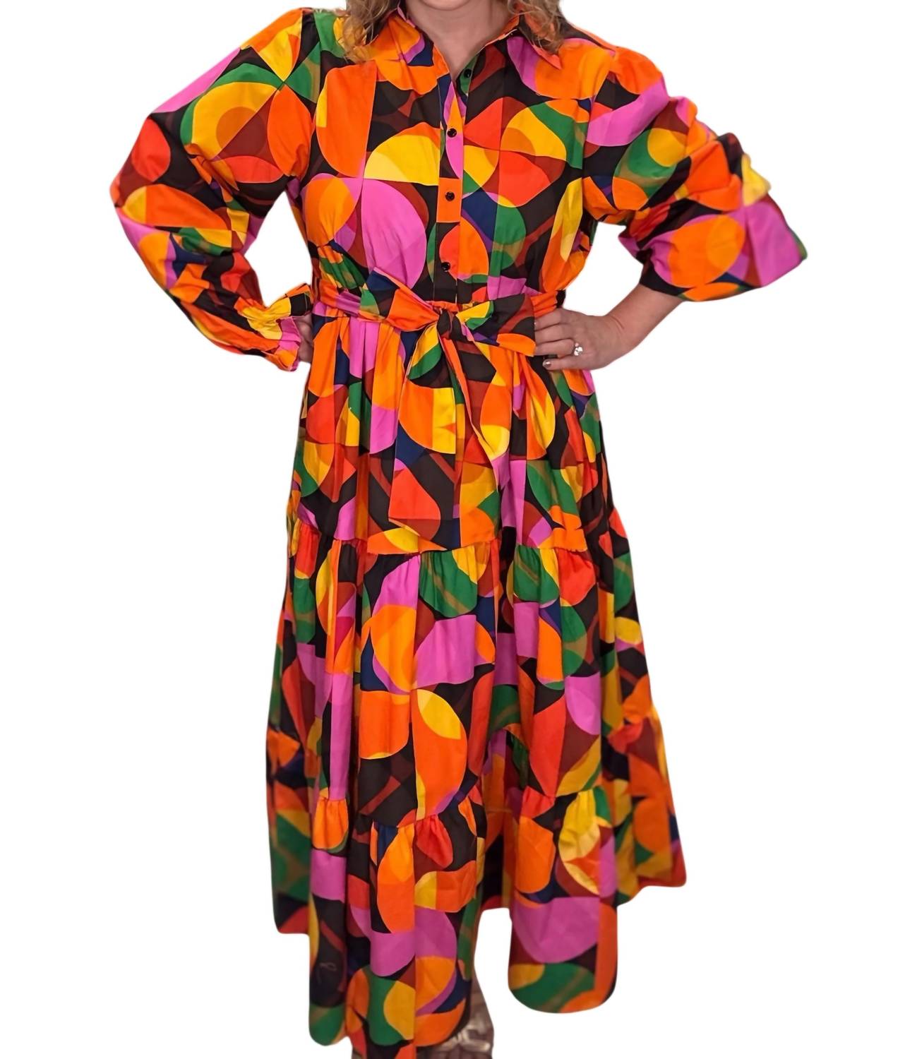 

​Carole Christian Длинное платье с принтом, разноцветное