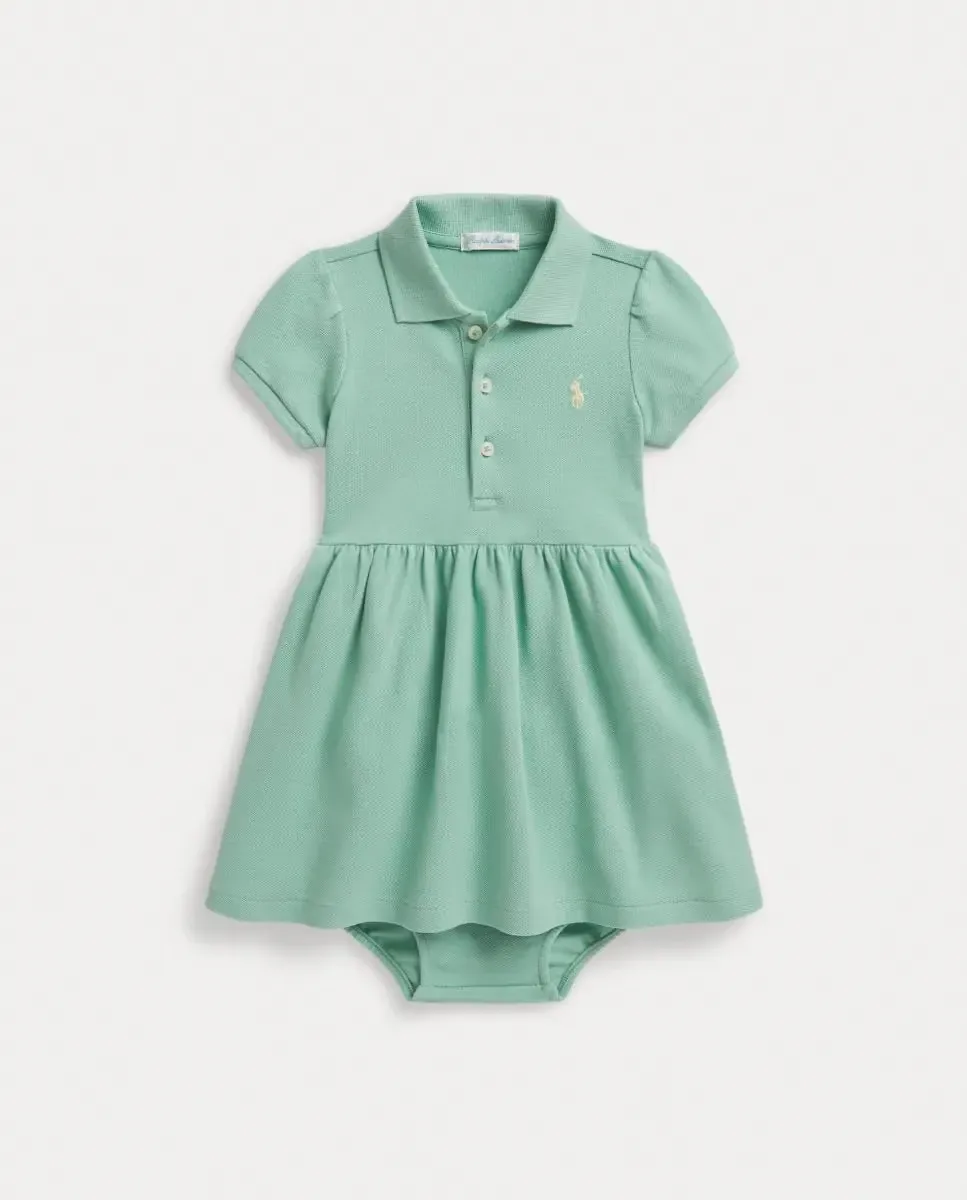 Платье для девочки-подростка в стиле поло из эластичного пике Polo Ralph Lauren, бирюзовый