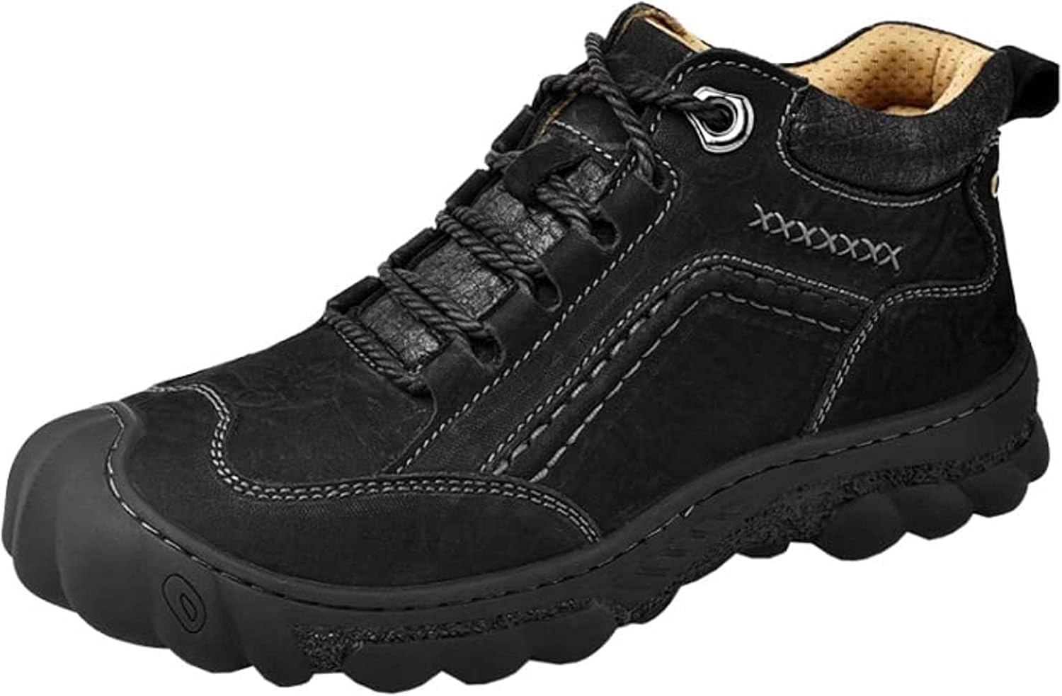 

Мужские теплые ботинки Yiozoi до щиколотки для работы, осенне-зимние прогулочные ботинки, удобная ежедневная обувь, повседневные кожаные ботинки для мужчин, черный