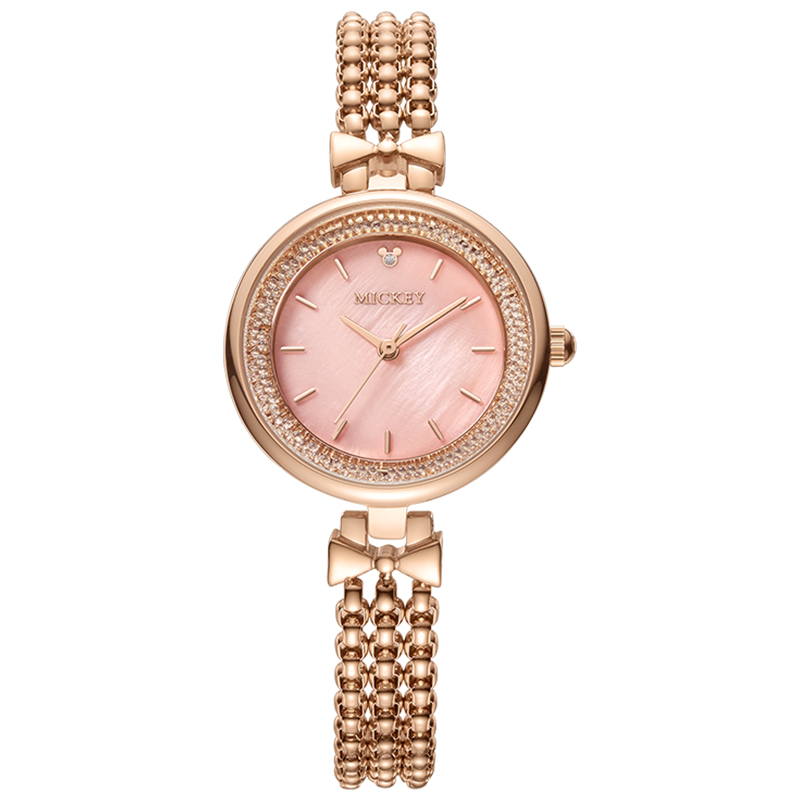 

Disney Часы Mickey Series Quartz Movement Steel Strap Watch Women's Watch White Dial, Cherry Blossom Pink Watch Dial