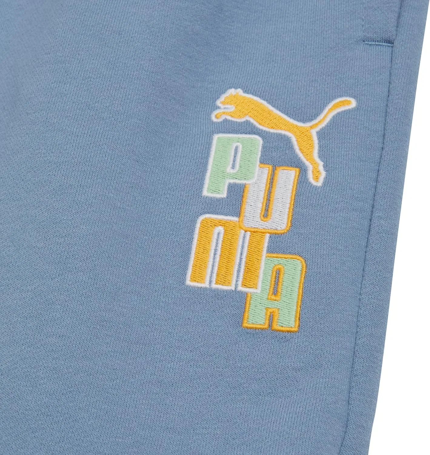Детские шорты Puma из хлопка и французской махровой ткани, светло-синий — фото 2