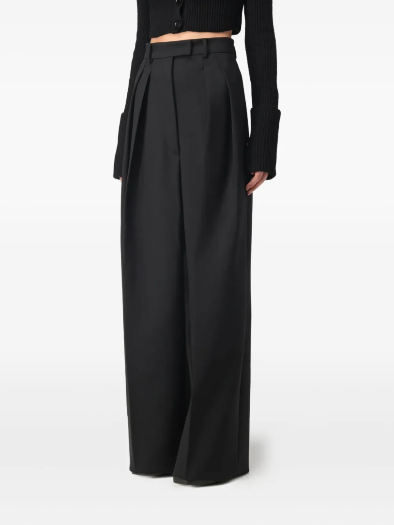 

Спортивные брюки-палаццо со складками Sportmax, черный